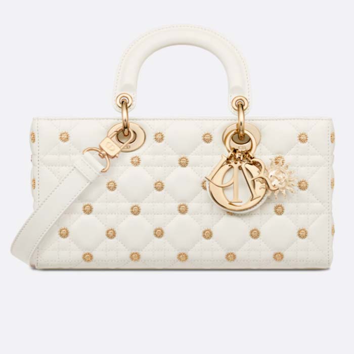 Lady D-Joy Bag Latte Cannage Lambskin Sun Studs