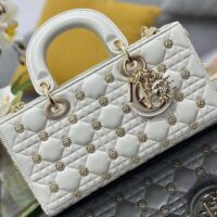 Dior Women CD Medium Lady D-Joy Bag Latte Cannage Lambskin Sun Studs (1)