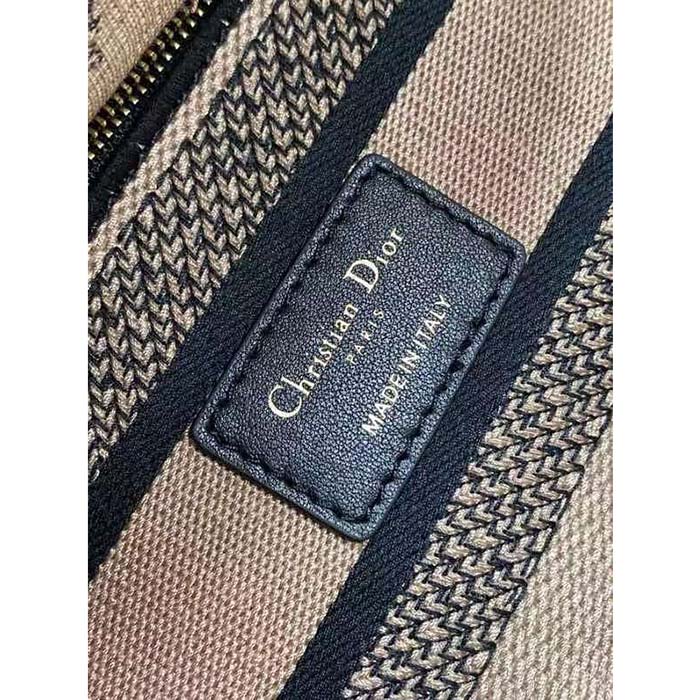 Dior Women CD Medium Lady D-Lite Bag Beige Black Toile De Jouy Soleil