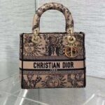 Dior Women CD Medium Lady D-Lite Bag Beige Black Toile De Jouy Soleil - immagine 2
