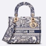 Dior Women CD Medium Lady D-Lite Bag Blue Toile De Jouy