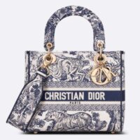 Dior Women CD Medium Lady D-Lite Bag Blue Toile De Jouy (4)