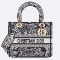 Dior Women CD Medium Lady D-Lite Bag Blue Toile De Jouy Reverse (6)