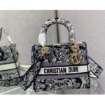 Dior Women CD Medium Lady D-Lite Bag Blue Toile De Jouy Reverse - Image 2