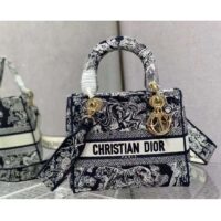 Dior Women CD Medium Lady D-Lite Bag Blue Toile De Jouy Reverse (6)