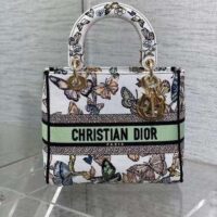 Dior Women CD Medium Lady D-Lite Bag White Multicolor Toile De Jouy Mexico (5)