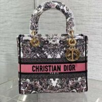Dior Women CD Medium Lady D-Lite Bag White Pink Butterfly Around The World (8)
