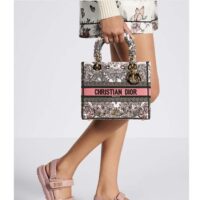 Dior Women CD Medium Lady D-Lite Bag White Pink Butterfly Around The World (8)
