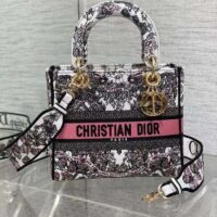 Dior Women CD Medium Lady D-Lite Bag White Pink Butterfly Around The World (8)