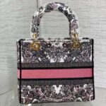 Dior Women CD Medium Lady D-Lite Bag White Pink Butterfly Around The World - Bild 4