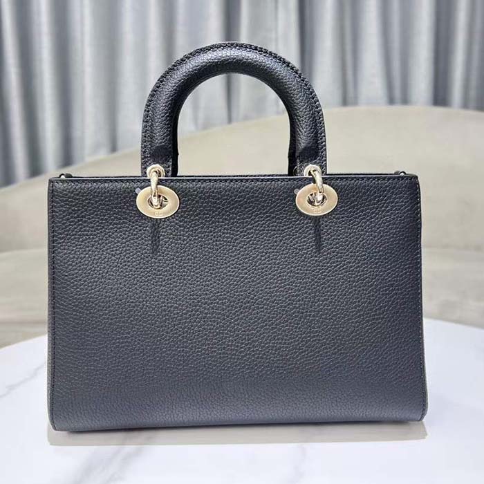 Dior Women CD Medium Lady D-Sire My ABCDior Bag Black Bull Leather