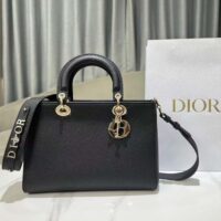 Dior Women CD Medium Lady D-Sire My ABCDior Bag Black Bull Leather (2)