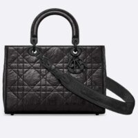 Dior Women CD Medium Lady D-Sire My ABCDior Bag Black Macrocannage Crinkled Calfskin (3)