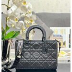 Dior Women CD Medium Lady D-Sire My ABCDior Bag Black Macrocannage Crinkled Calfskin – Bild 3