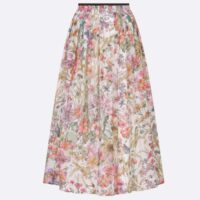Dior Women CD Mid-Length Pleated Skirt White Cotton Voile Multicolor 4 Saisons Été (7)