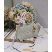 Dior Women CD Mini Dior Book Tote Latte Macrocannage Calfskin (7)