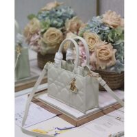 Dior Women CD Mini Dior Book Tote Latte Macrocannage Calfskin (7)