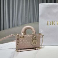 Dior Women CD Mini Dior Book Tote Trench Beige Macrocannage Calfskin (4)