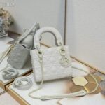 Dior Women CD Mini Lady Dior Bag Latte Cannage Calfskin Diamond – Image 2