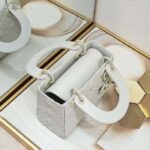 Dior Women CD Mini Lady Dior Bag Latte Cannage Calfskin Diamond – Image 6