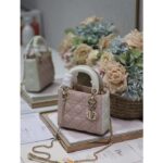 Dior Women CD Mini Lady Dior Bag Latte Powder Pink Cannage Lambskin - Bild 4