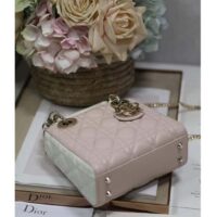 Dior Women CD Mini Lady Dior Bag Latte Powder Pink Cannage Lambskin (1)