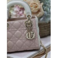 Dior Women CD Mini Lady Dior Bag Latte Powder Pink Cannage Lambskin (1)