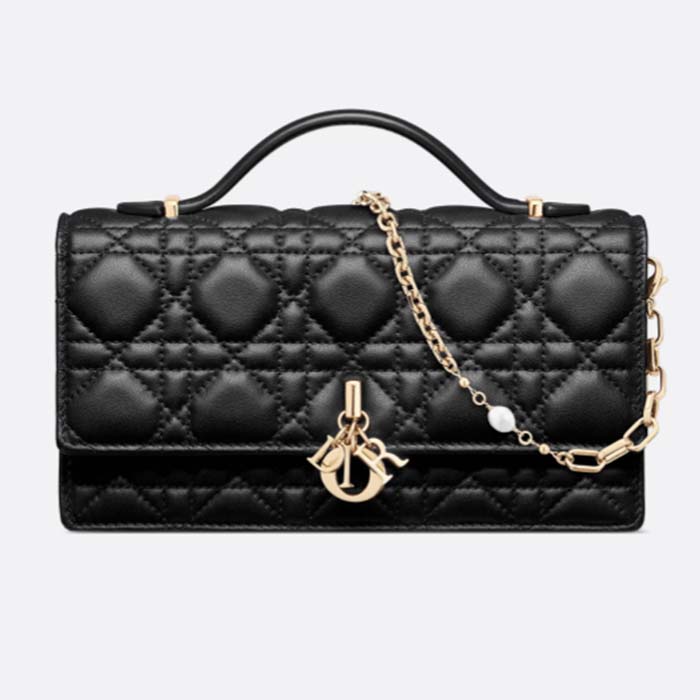 Dior Women CD My Dior Mini Bag Black Cannage Lambskin