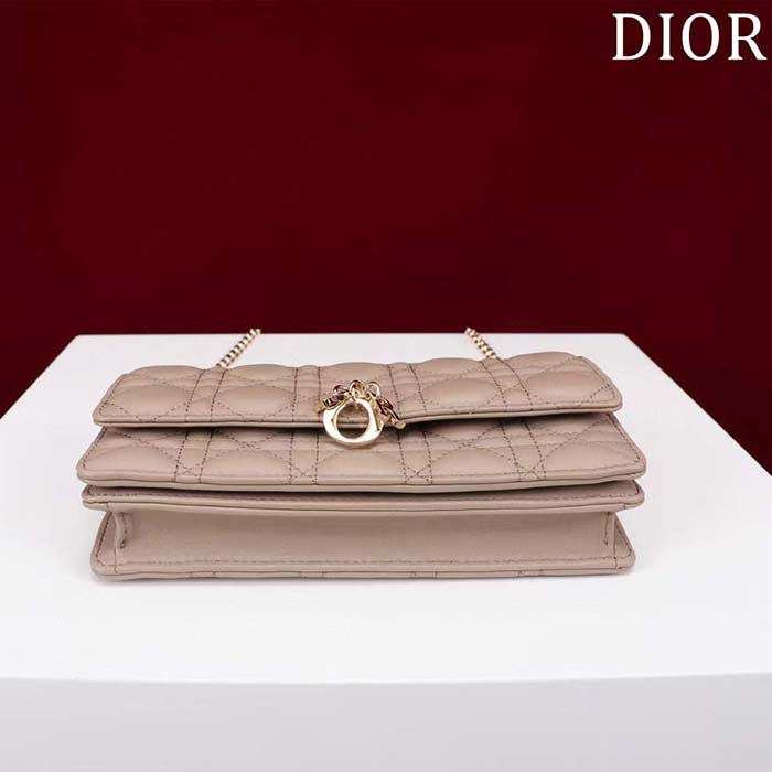 Dior Women CD My Dior Mini Bag Warm Taupe Cannage Lambskin