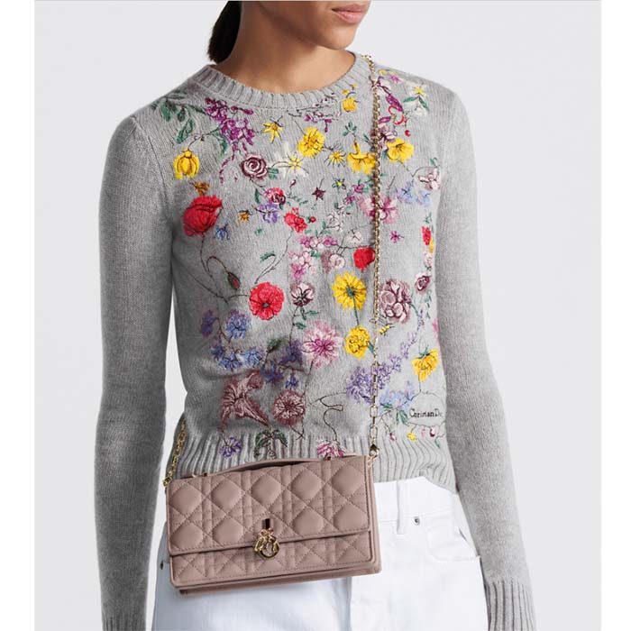 Dior Women CD My Dior Mini Bag Warm Taupe Cannage Lambskin