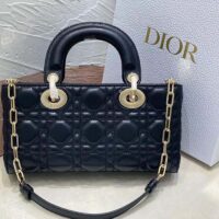Dior Women CD Small Lady D-Joy Bag Black Cannage Lambskin (11)