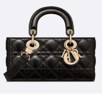 Dior Women CD Small Lady D-Joy Bag Black Cannage Lambskin (11)