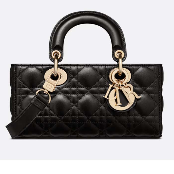 Dior Women CD Small Lady D-Joy Bag Black Cannage Lambskin