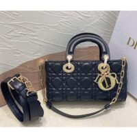 Dior Women CD Small Lady D-Joy Bag Black Cannage Lambskin (11)