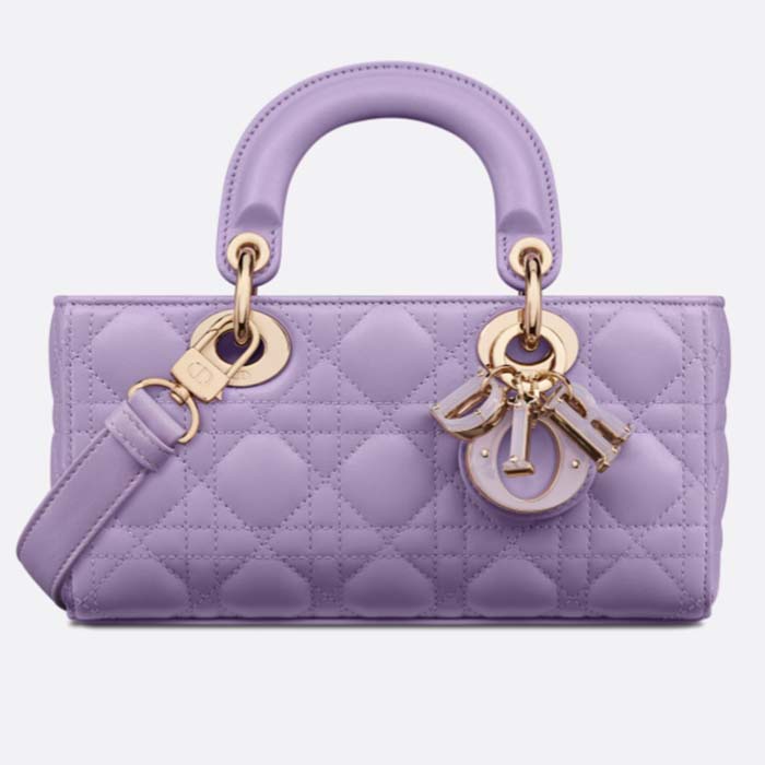 Dior Women CD Small Lady D-Joy Bag Lilac Cannage Lambskin