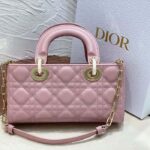 Dior Women CD Small Lady D-Joy Bag Melocoton Pink Glossy Iridescent Cannage Calfskin - Bild 4