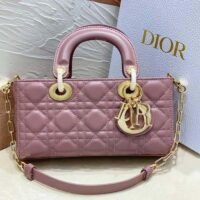 Dior Women CD Small Lady D-Joy Bag Lilac Cannage Lambskin