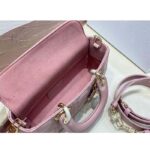 Dior Women CD Small Lady D-Joy Bag Melocoton Pink Glossy Iridescent Cannage Calfskin - Bild 7