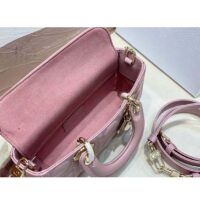 Dior Women CD Small Lady D-Joy Bag Melocoton Pink Glossy Iridescent Cannage Calfskin (3)