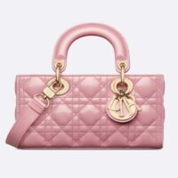 Dior Women CD Small Lady D-Joy Bag Melocoton Pink Glossy Iridescent Cannage Calfskin (3)