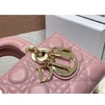 Dior Women CD Small Lady D-Joy Bag Melocoton Pink Glossy Iridescent Cannage Calfskin - Bild 8
