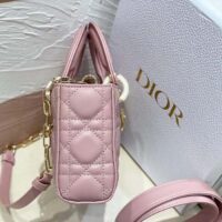 Dior Women CD Small Lady D-Joy Bag Melocoton Pink Glossy Iridescent Cannage Calfskin (3)