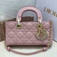 Dior Women CD Small Lady D-Joy Bag Melocoton Pink Glossy Iridescent Cannage Calfskin (3)