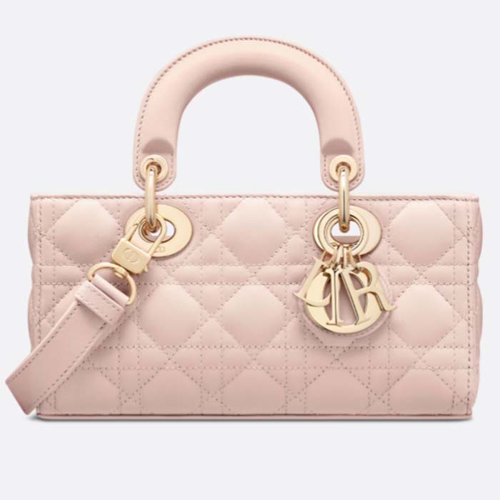 Dior Women CD Small Lady D-Joy Bag Powder Pink Cannage Lambskin