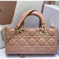 Dior Women CD Small Lady D-Joy Bag Powder Pink Cannage Lambskin (10)