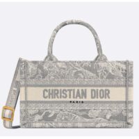 Dior Women Mini Dior Book Tote Strap Gray Toile De Jouy Reverse Embroidery (3)