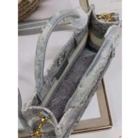 Dior Women Mini Dior Book Tote Strap Gray Toile De Jouy Reverse Embroidery (3)