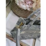 Dior Women Mini Dior Book Tote Strap Gray Toile De Jouy Reverse Embroidery - Imagen 9