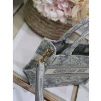 Dior Women Mini Dior Book Tote Strap Gray Toile De Jouy Reverse Embroidery (3)