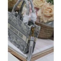 Dior Women Mini Dior Book Tote Strap Gray Toile De Jouy Reverse Embroidery (3)